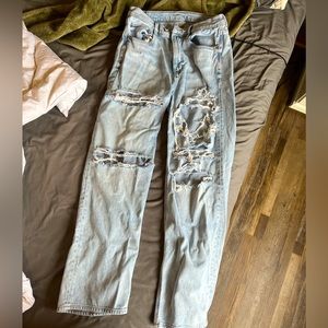 American eagle highwaisted ripped flare baggy jeans size 16 regular